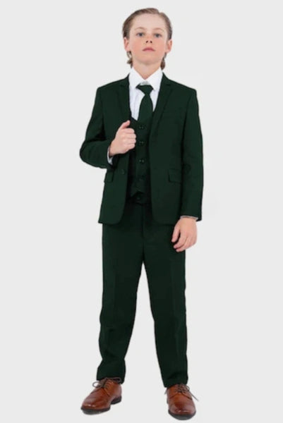 One Button Bespoke Formal Dinner Suit For Boys - Dark Green main image 0