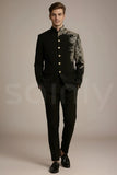Men Designer Black Jodhpuri Suit Embroidered Ethnic Formal Wear