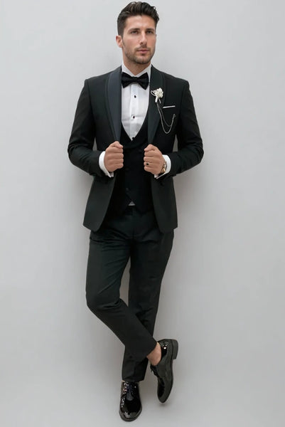 Elegant Dark Gray Men's Formal Suit Buckle Button Suit for Groomsmen