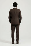 Men Coffee Brown 3 Piece Suit Formal Occasion Wear (Back)