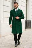 Men emerald green tweed long coat for winter wear front