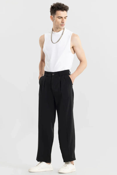 K'ANG<br>MENS FITTED TROUSERS / OFF BLACK