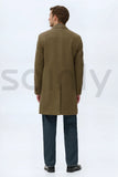 Classic Tweed Long Winter Coat Back