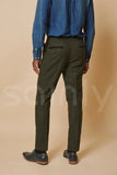 Warm olive green tweed pant for men, ideal for work, casual and dinner wear