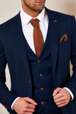 Men Three Piece Blue Tweed Suit, Winter Suit, Wedding Formal Fashion Suit, Dinner Suit, Party Wear Suit