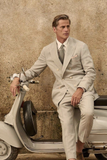 Double Breasted Suit Wedding beige Suit Groomsmen Suit Sainly