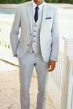 Grey Three Piece Suit Men Clothing Dinner 2 Button Suit Sainly