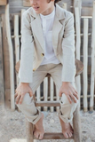 Boys 2 Piece Suit Slim Fit Linen Beige Suit Kids Clothing Sainly