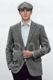 Men’s Grey Wool Tweed Blazer Front