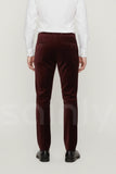Men’s Wine Velvet Pants Formal Office and Party Bottoms (Back)