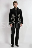 Men Dragon Embroidery Tuxedo Two Piece Suit(Front)