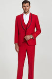 Men Red Suit Three Piece Suit Red Tuxedo Suit Red Wedding Wear Sainly
