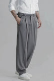 Men Grey Korean Baggy Comfortable Regular Fit Trousers Perfect For Every Season