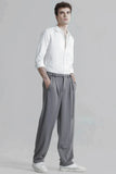 Men Grey Korean Baggy Comfortable Regular Fit Trousers Perfect For Every Season