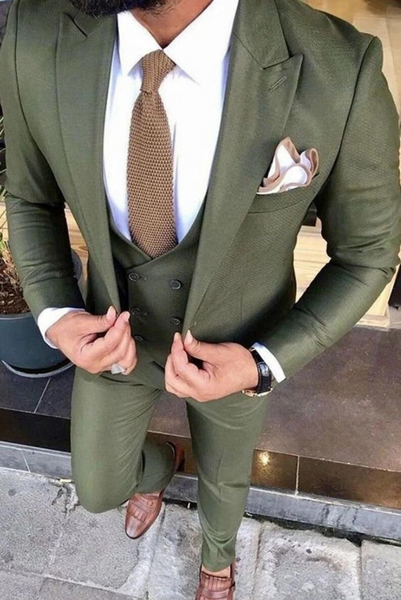 green pant coat with tie