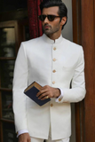 Men White Jodhpuri Suit Bandhgala White Indian Wedding Suits Sainly