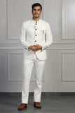 Men White Jodhpuri Suit Bandhgala White Indian Wedding Suits Sainly