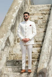 Men White Jodhpuri Suit Bandhgala White Indian Wedding Suits Sainly