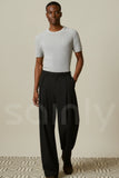 Men’s Black Party Wear Straight-Leg Pant(Full Front)