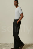 Men’s Black Formal Straight-Leg Trousers
