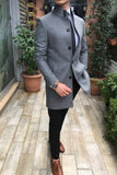 Men Grey long Overcoat Vintage Long Coat Winter Long Coat Sainly