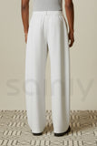 White Straight Leg Pleated Pants for Men(Back)