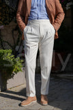 Comfortable high waist white pants for men, formal and casual look