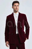 Elegant men’s velvet suit with blazer and pants for prom