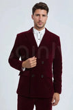 Men’s 2-piece formal velvet suit wedding party wear