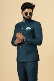 Men's Teal Blue Designer Jodhpuri Suit