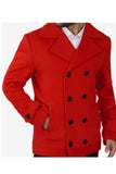 Man Red Double Breasted Coat Tweed Windbreak Trench Coat Sainly