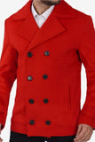 Man Red Double Breasted Coat Tweed Windbreak Trench Coat Sainly