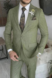 Men Olive Lycra Green Suit By Sainly