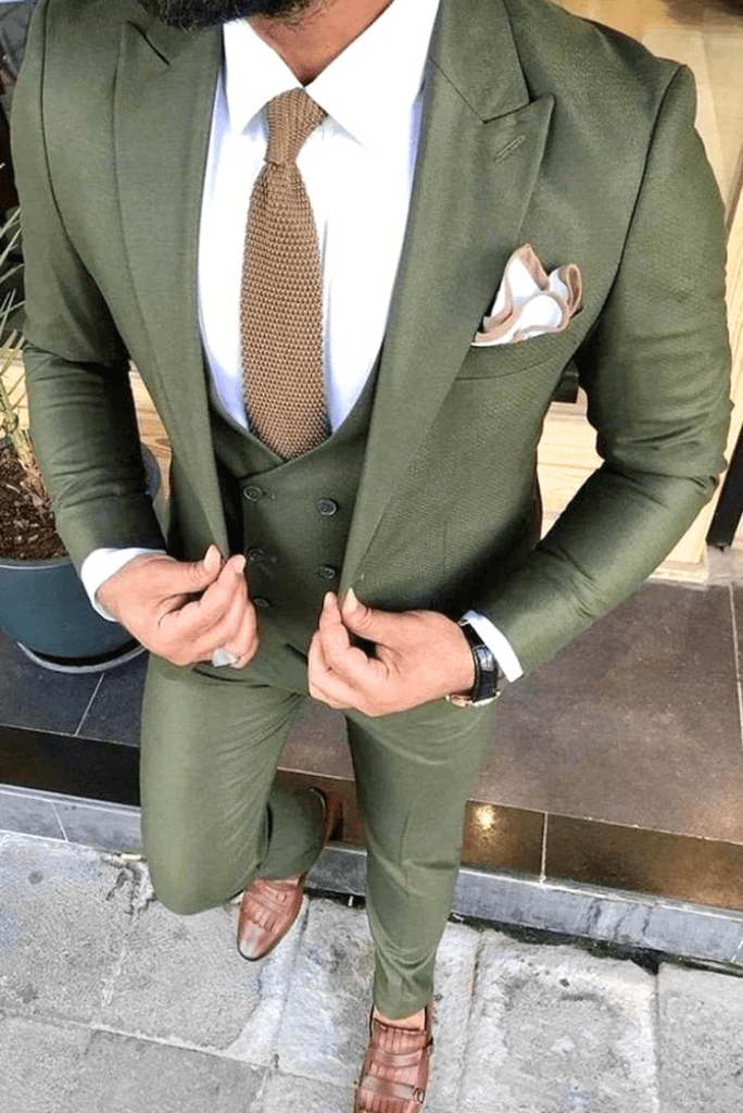 MEN SUITS WEDDING Olive Green 3 Piece Formal Fashion Elegant Gift For Men Prom Groom Dinner Suit Tuxedo