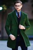 Men Tweed Emerald Green Overcoat