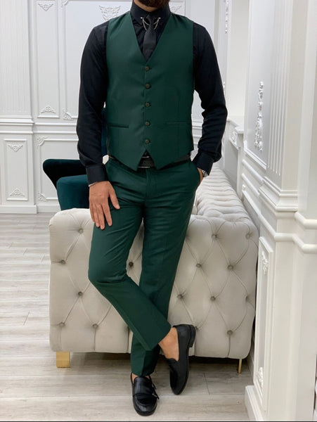 Mens Emerald Green Vest Coat and Pant Formal Wear Set 40 / 40 Mens Emerald Green Vest Coat and Pant Formal Wear Set 40 / 40