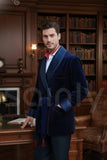 Men Navy Blue Smoking Jacket