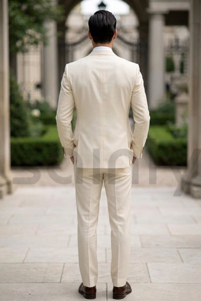 Men Cream Suit Wedding Suit 3 Piece Suit Dinner Suit Cream Sainly