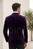 Purple double breasted tuxedo blazer