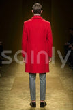 Vintage red winter overcoat for men