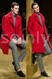 Red long winter jacket for men