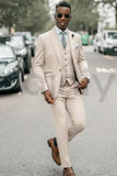 Men Stylish Beige Three Piece Suit