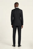 Men’s black tuxedo wedding and party wear suit back