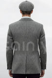 Men’s Grey Wool Tweed Blazer Back