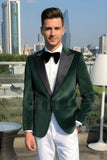 Emerald green velvet blazer for men