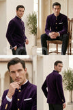 Purple Jodhpuri Bandhgala groom outfit