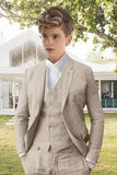Boys Beige Three Piece Suit Kids Formal Party Wear Slim Fit Suit Two Button Suit Bespoke Tailoring