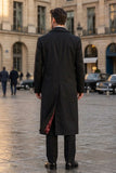 Men Black long Overcoat | Vintage Long Coat | Winter Coat | Sainly