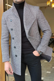 Men Tweed Woolen Grey Over Coat Trench Coat Man Long Jacket Stylish Winter Wear Customized Coat wear For him