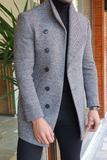 Men Tweed Woolen Grey Over Coat Trench Coat Man Long Jacket Stylish Winter Wear Customized Coat wear For him